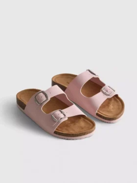 Sandalias tipo mules con doble correa con hebilla