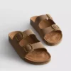 Sandalias tipo mules con doble correa con hebilla