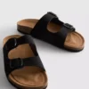 Sandalias tipo mules con doble correa con hebilla