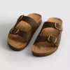 Sandalias tipo mules con doble correa con hebilla