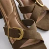 Sandalias tipo mules con tacón grueso y hebilla