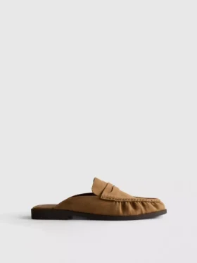 Sandalias tipo mules tipo mocasín de imitación de gamuza