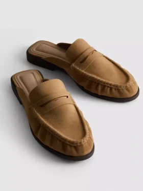 Sandalias tipo mules tipo mocasín de imitación de gamuza