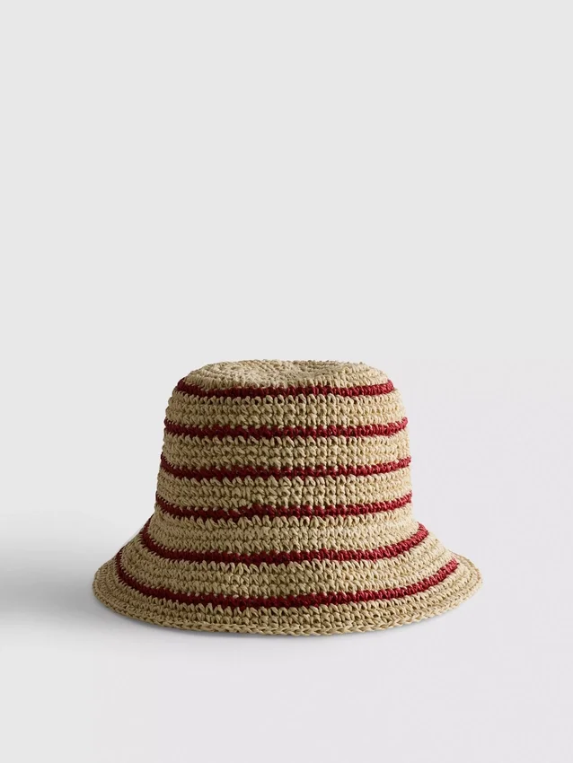 Sombrero de pescador tejido a rayas