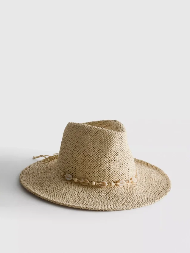 Sombrero de playa con ribete de paja
