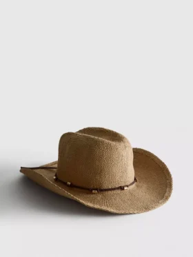 Sombrero de vaquero de paja con ribete