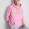 Sudadera con capucha de alto contenido de algodón y estampado universitario