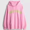 Sudadera con capucha de alto contenido de algodón y estampado universitario
