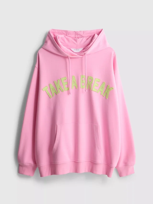 Sudadera con capucha de alto contenido de algodón y estampado universitario