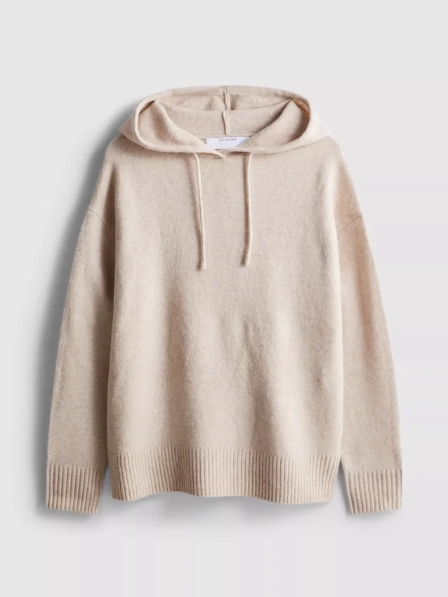 Sudadera con capucha de punto y cordón