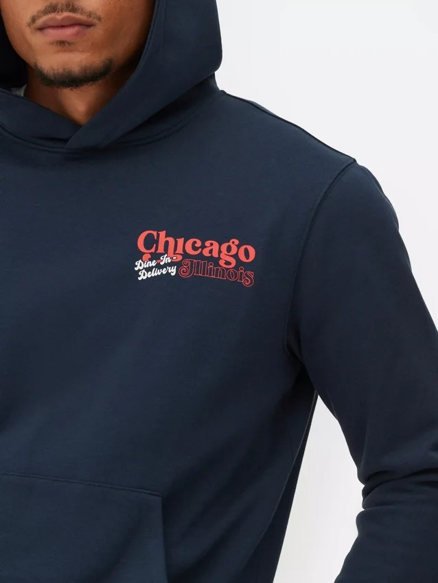 Sudadera con capucha y diseño de pizza «deep dish» de Chicago