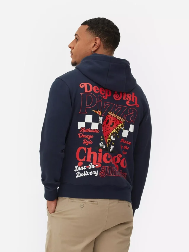 Sudadera con capucha y diseño de pizza «deep dish» de Chicago