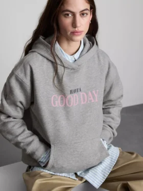 Sudadera con capucha y estampado de mezcla de algodón