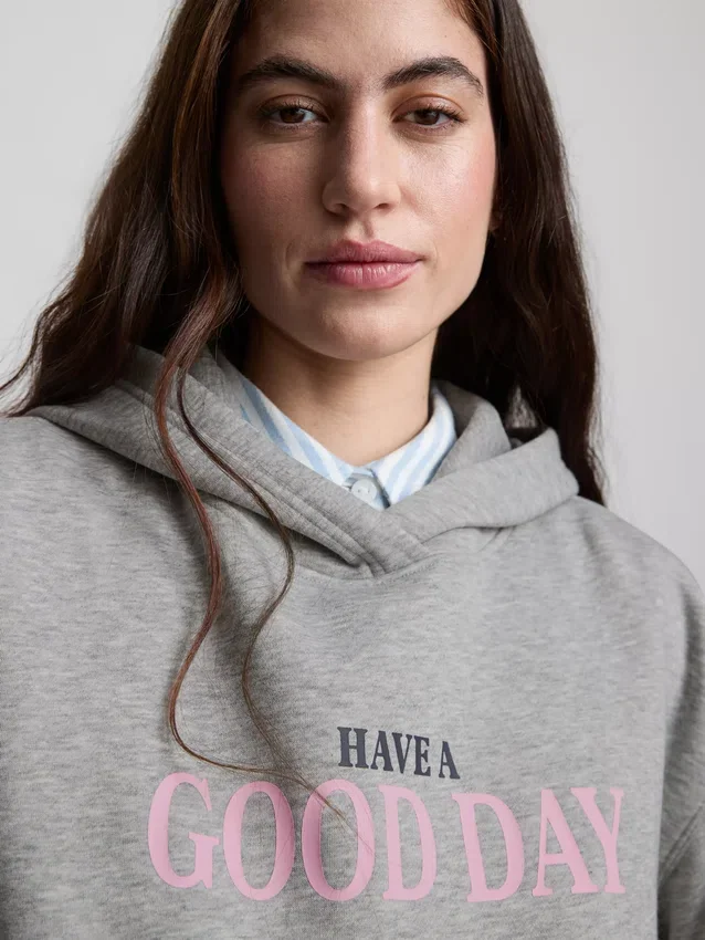 Sudadera con capucha y estampado de mezcla de algodón