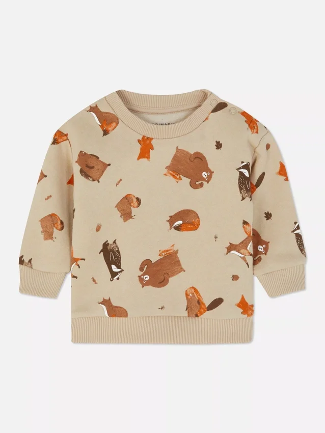 Sudadera de cuello redondo con animales del bosque
