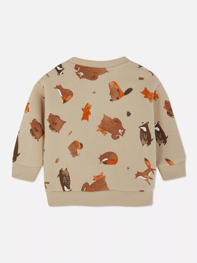 Sudadera de cuello redondo con animales del bosque