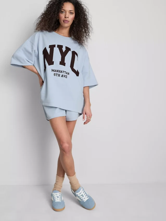 Sudadera de manga caída de NYC con alto contenido de algodón