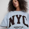 Sudadera de manga caída de NYC con alto contenido de algodón