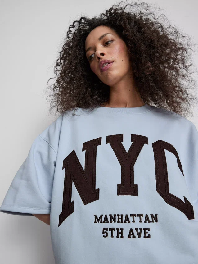 Sudadera de manga caída de NYC con alto contenido de algodón