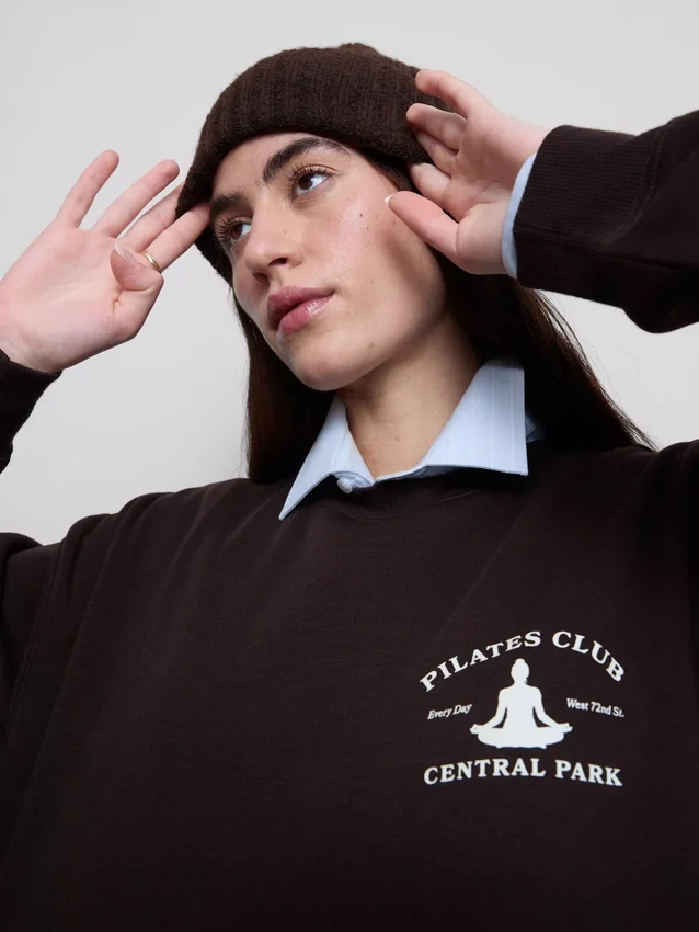 Sudadera estampada de mezcla de algodón de corte holgado