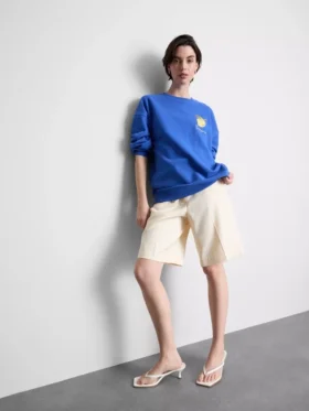 Sudadera holgada color limón con alto contenido de algodón