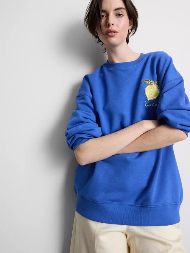 Sudadera holgada color limón con alto contenido de algodón