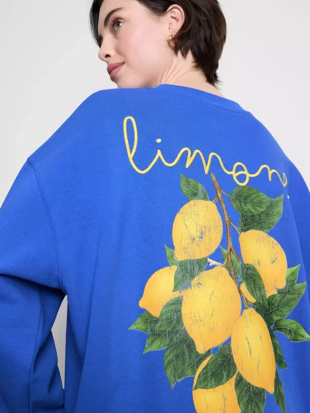Sudadera holgada color limón con alto contenido de algodón