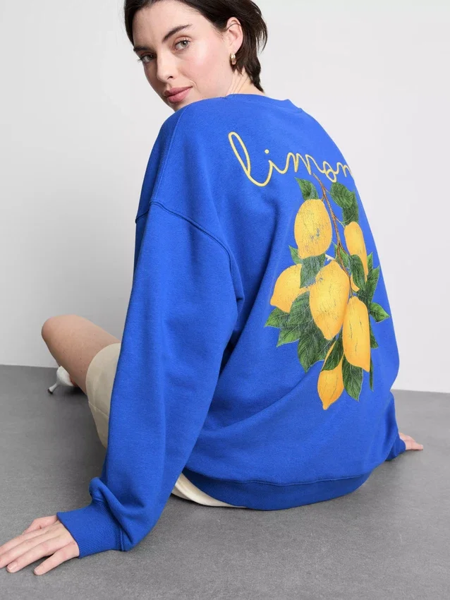 Sudadera holgada color limón con alto contenido de algodón