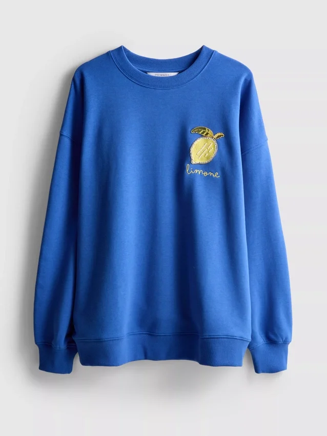 Sudadera holgada color limón con alto contenido de algodón