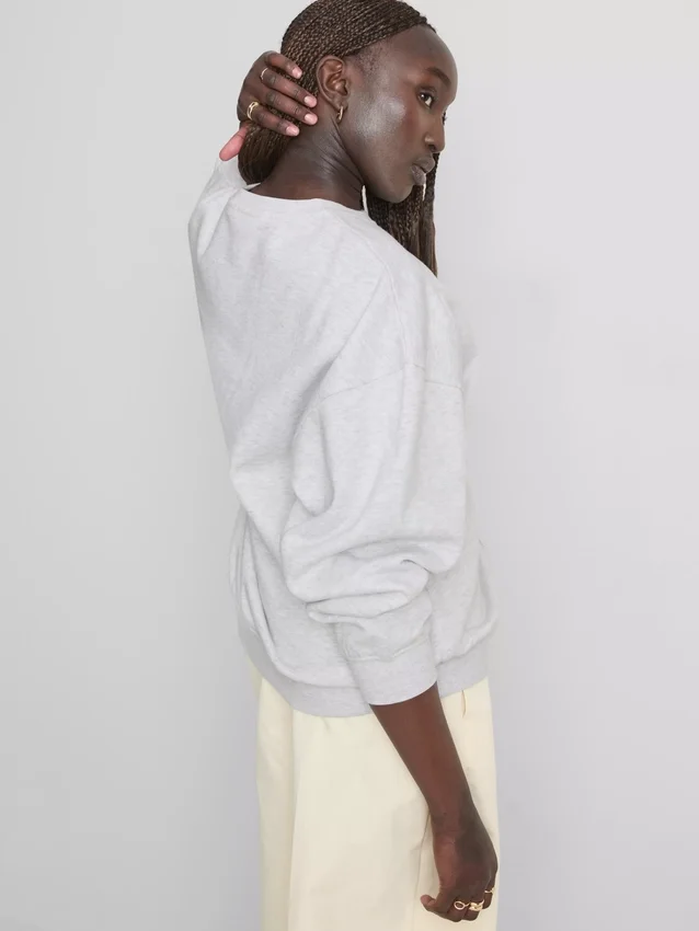 Sudadera oversize con estampado floral pequeño de 98