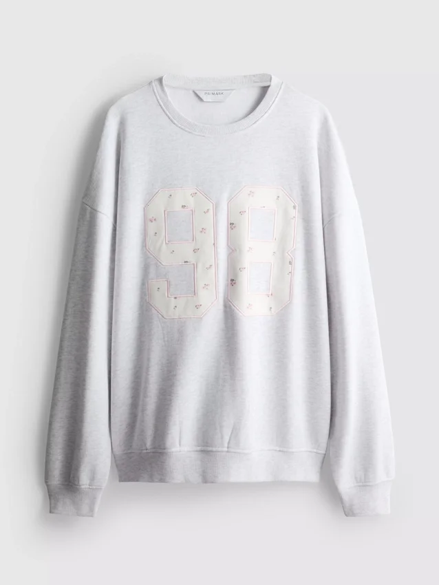 Sudadera oversize con estampado floral pequeño de 98