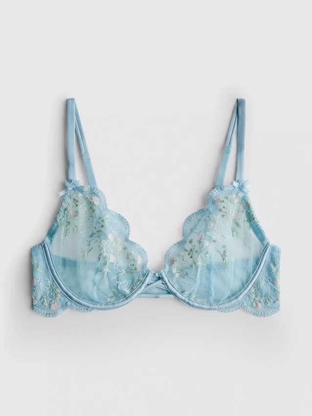 Sujetador transparente con aros y diseño de mariposa, tallas A-E