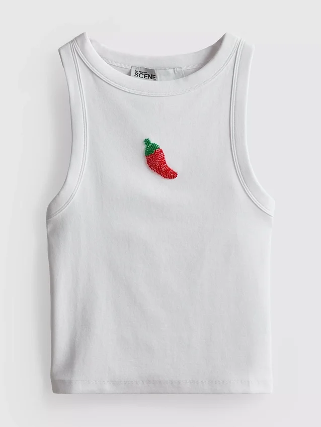 The Primark Scene | Camiseta sin mangas con cuentas y alto contenido de algodón