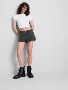 The Primark Scene | Pantalones cortos de mezclilla de algodón con tachuelas