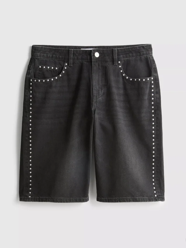The Primark Scene | Shorts de mezclilla de algodón con tachuelas