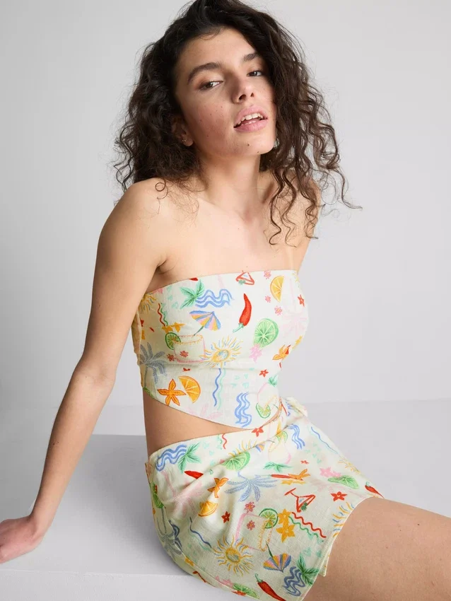 The Primark Scene | Top bandeau curvo estampado