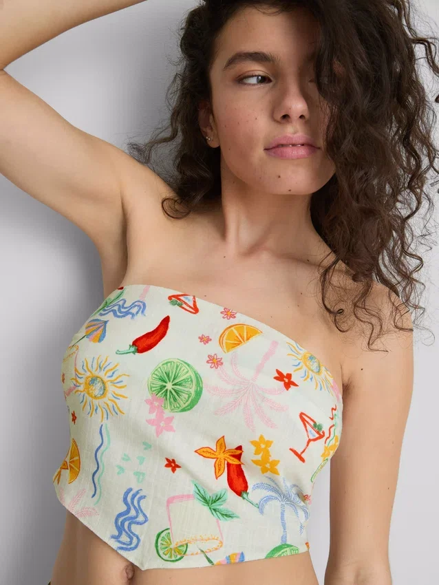 The Primark Scene | Top bandeau curvo estampado
