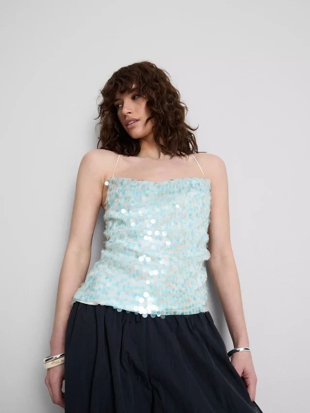 The Primark Scene | Top de tirantes con lentejuelas y cuello vuelto