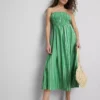 The Primark Scene | Vestido midi bandeau a rayas fruncido