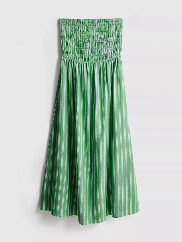 The Primark Scene | Vestido midi bandeau a rayas fruncido