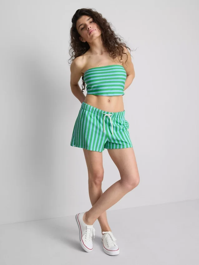 Top bandeau corto a rayas con alto contenido de algodón