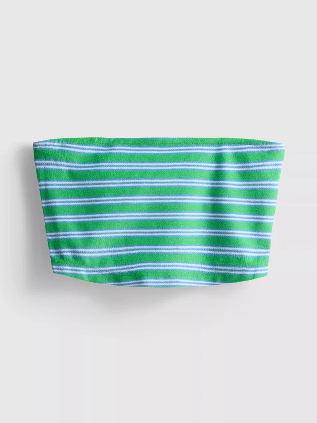 Top bandeau corto a rayas con alto contenido de algodón