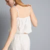 Top corto tipo camisola de algodón bordado