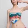 Top de bikini tipo bandana con estampado panorámico