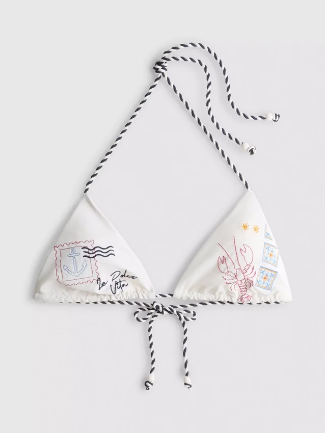 Top de bikini triangular bordado «Dolce»