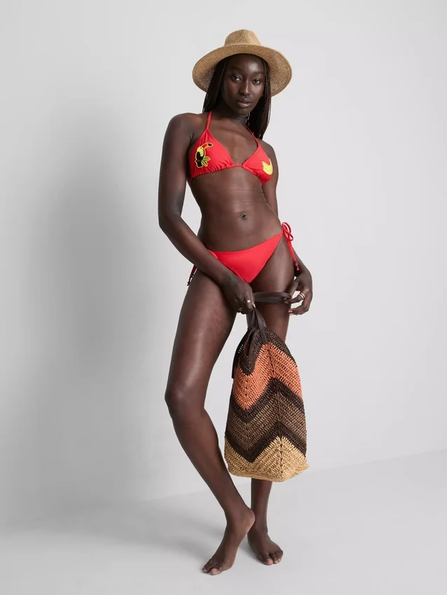 Top de bikini triangular con diseño de tucán