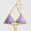 Top de bikini triangular con efecto arrugado en contraste