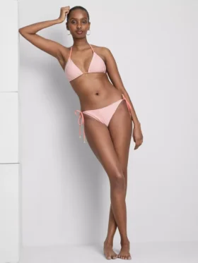 Top de bikini triangular con estampado de estrellas de mar a rayas