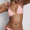 Top de bikini triangular con estampado de estrellas de mar a rayas