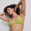 Top de bikini triangular con peces bordados